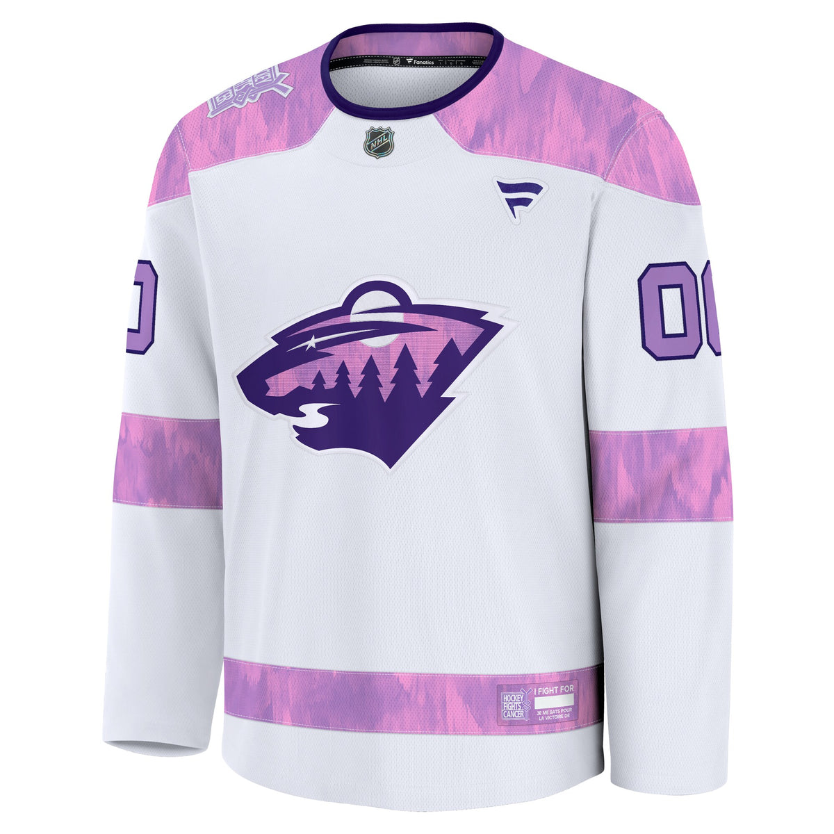 Minnesota Wild Fanatics White 2024 Hockey Fights Cancer Custom Practice Jersey