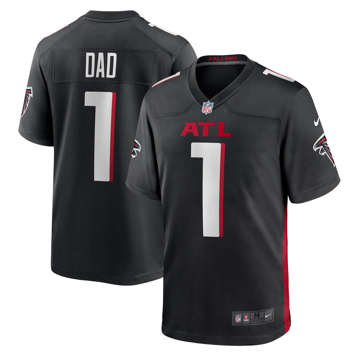 Atlanta Falcons Number 1 Dad Black Game Jersey