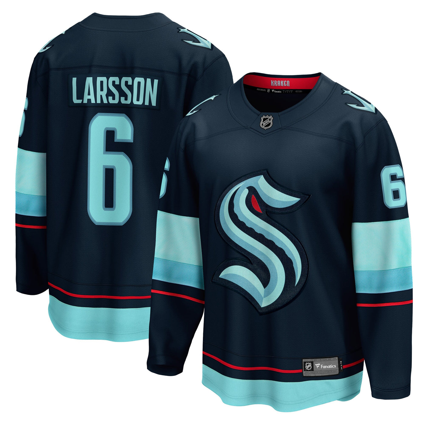 Seattle Kraken Adam Larsson Fanatics Deep Sea Blue Home Breakaway Player Jersey