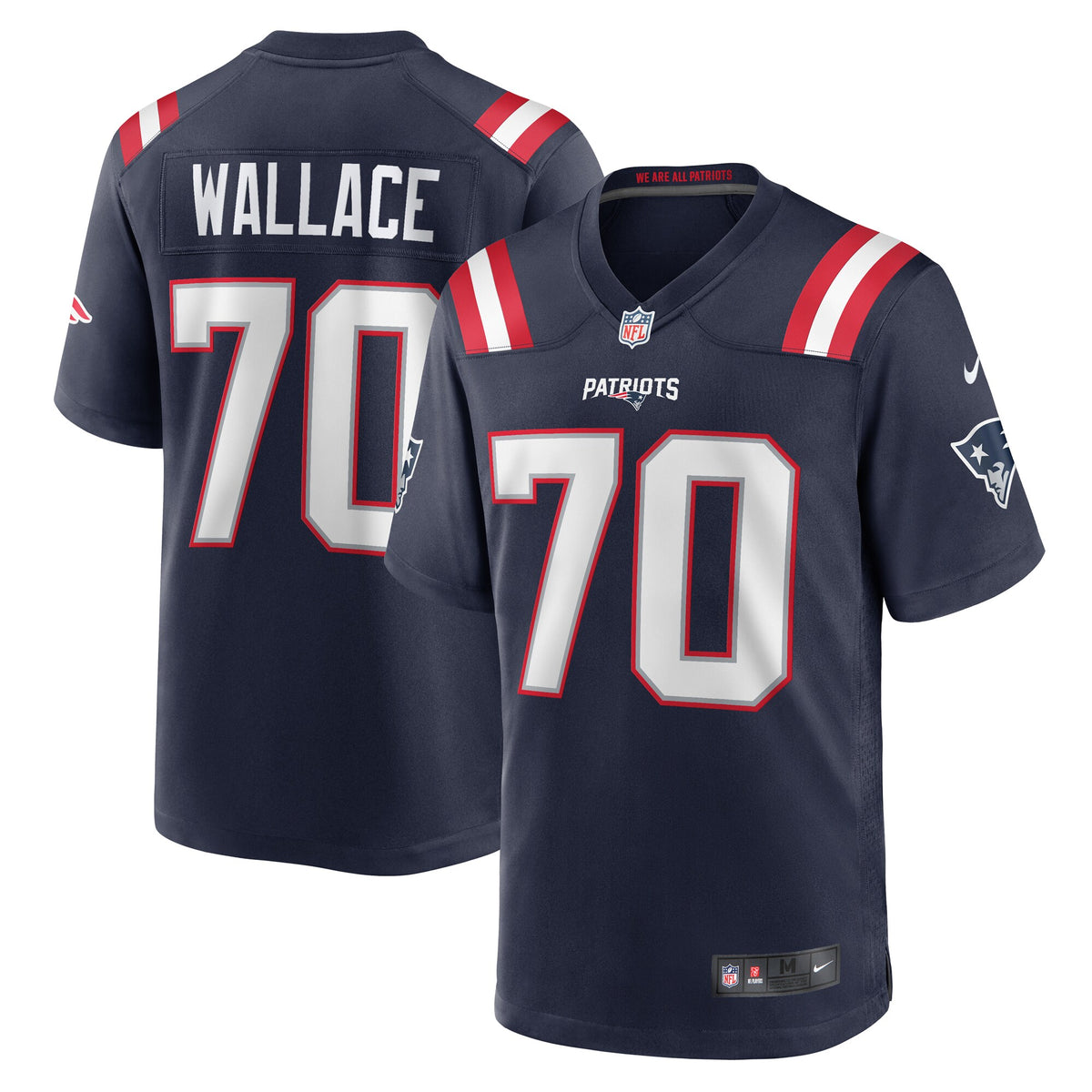 New England Patriots Caedan Wallace Navy Game Jersey