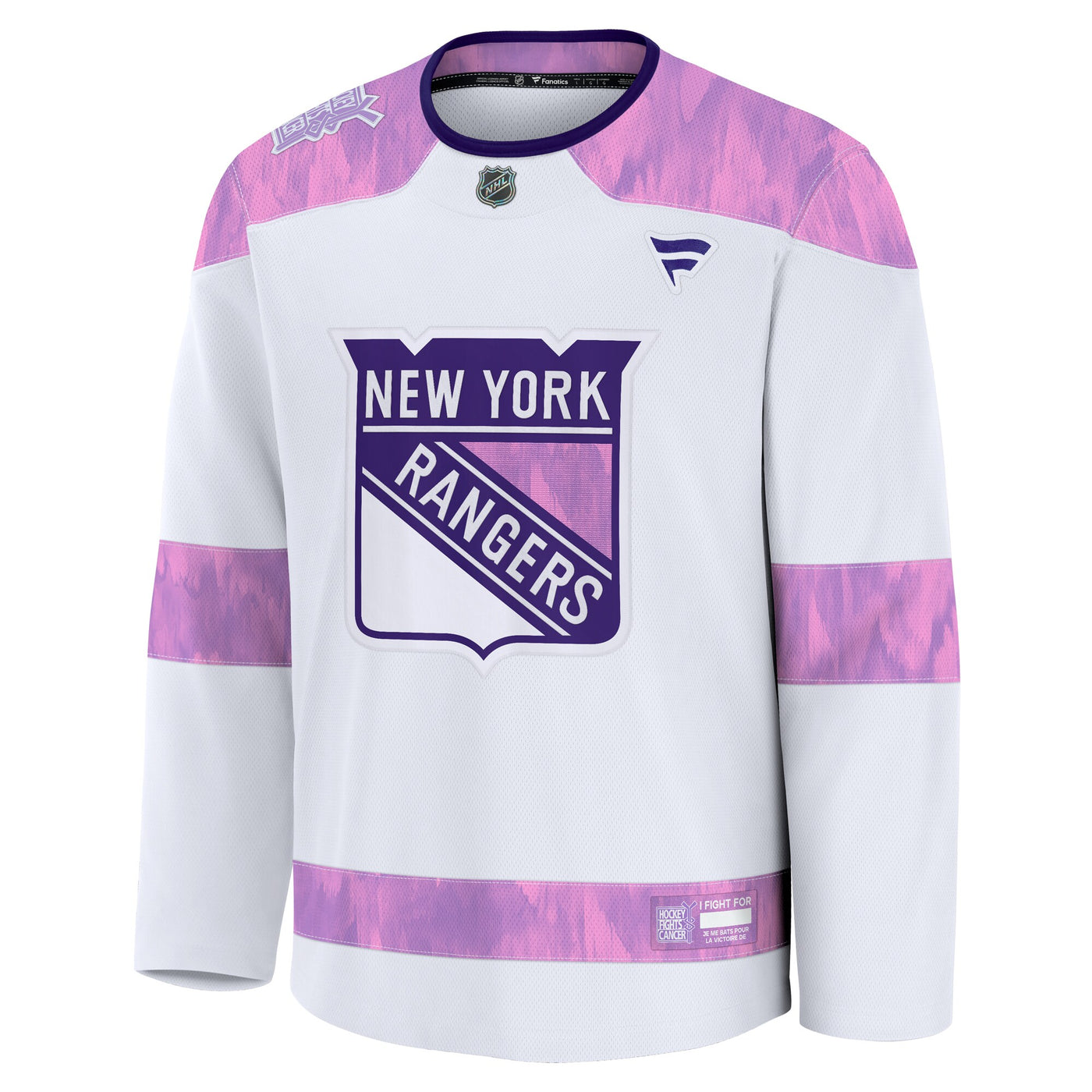 New York Rangers Fanatics White 2024 Hockey Fights Cancer Practice Jersey