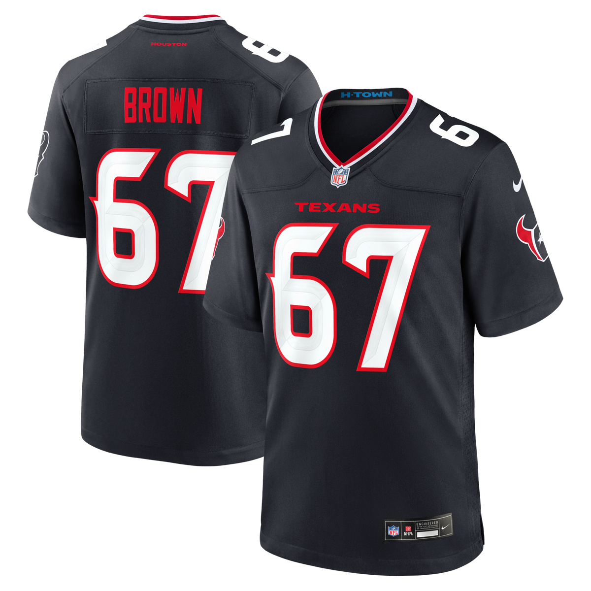 Houston Texans Evan Brown Navy Team Game Jersey