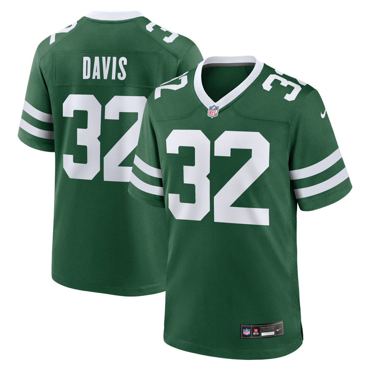 New York Jets Isaiah Davis Legacy Green Team Game Jersey