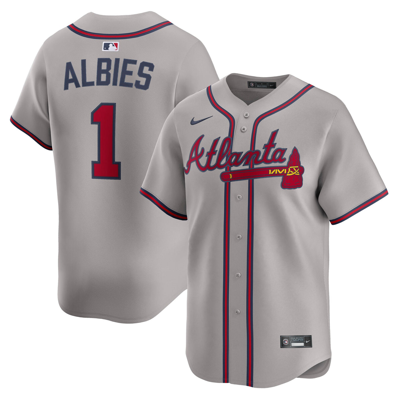 Atlanta Braves Ozzie Albies Nike Gray Road Limited Player Jersey