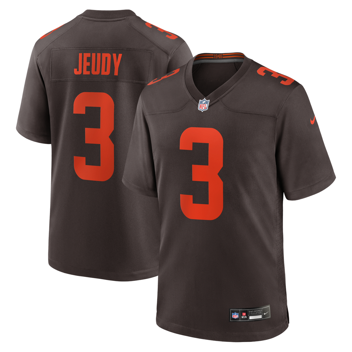 Cleveland Browns Jerry Jeudy Brown Alpha Dawg Game Jersey