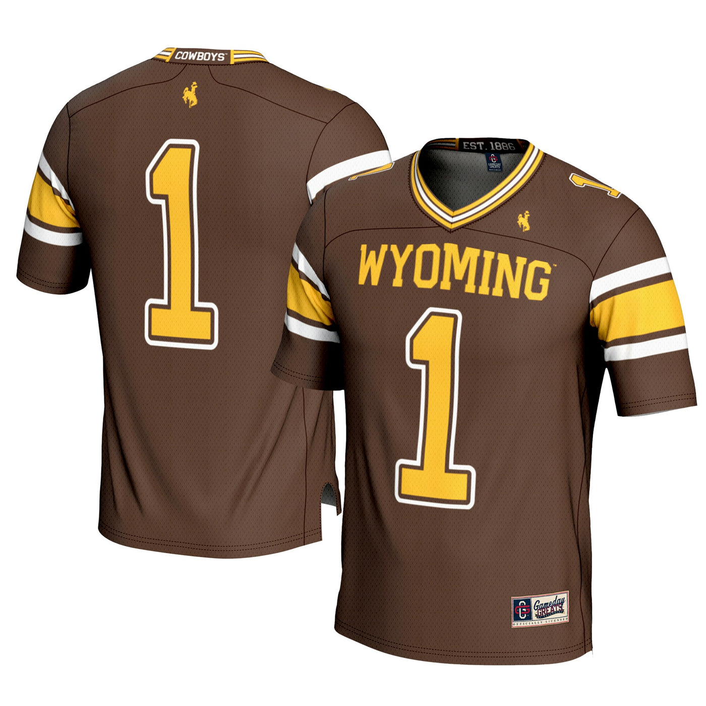 GameDay Greats #1 Brown Wyoming Cowboys Football Jersey