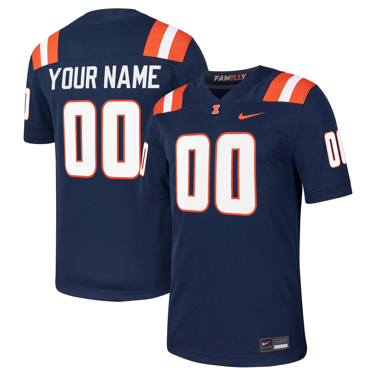 Illinois Fighting Illini Custom Football Game Jersey - Navy