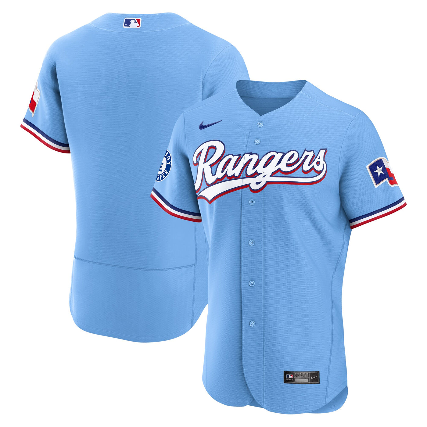 Texas Rangers Nike Light Blue Alternate Sponsor Patch Authentic Jersey