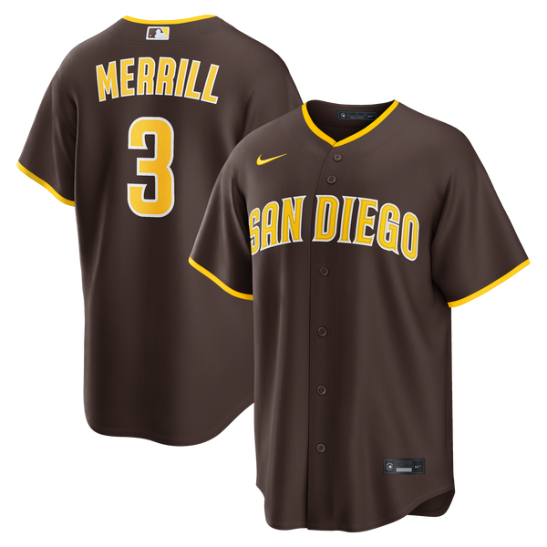 San Diego Padres Jackson Merrill Nike Brown Road Replica Jersey