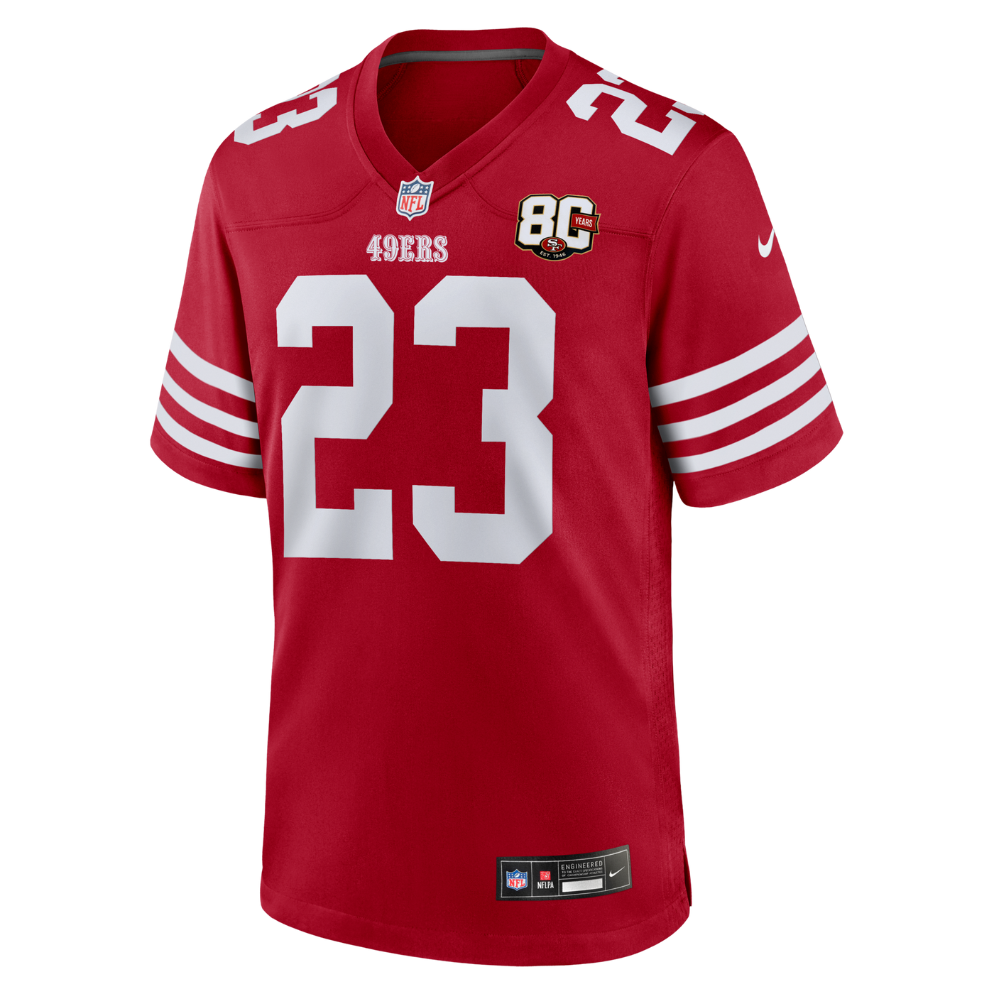 San Francisco 49ers Christian McCaffrey Nike Scarlet 80th Anniversary Game Jersey