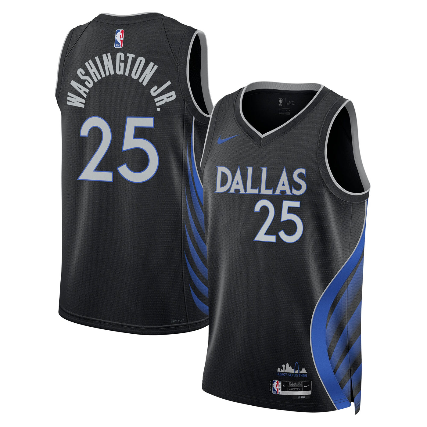 Dallas Mavericks Nike 2025/26 City Edition Swingman Jersey - Black - P.J. Washington Jr.