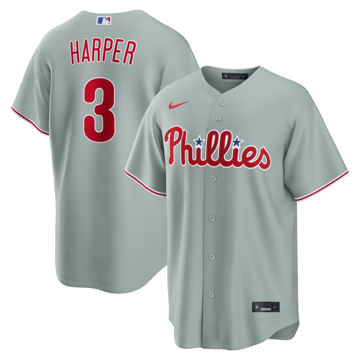 Philadelphia Phillies Bryce Harper Gray Road Replica Jersey