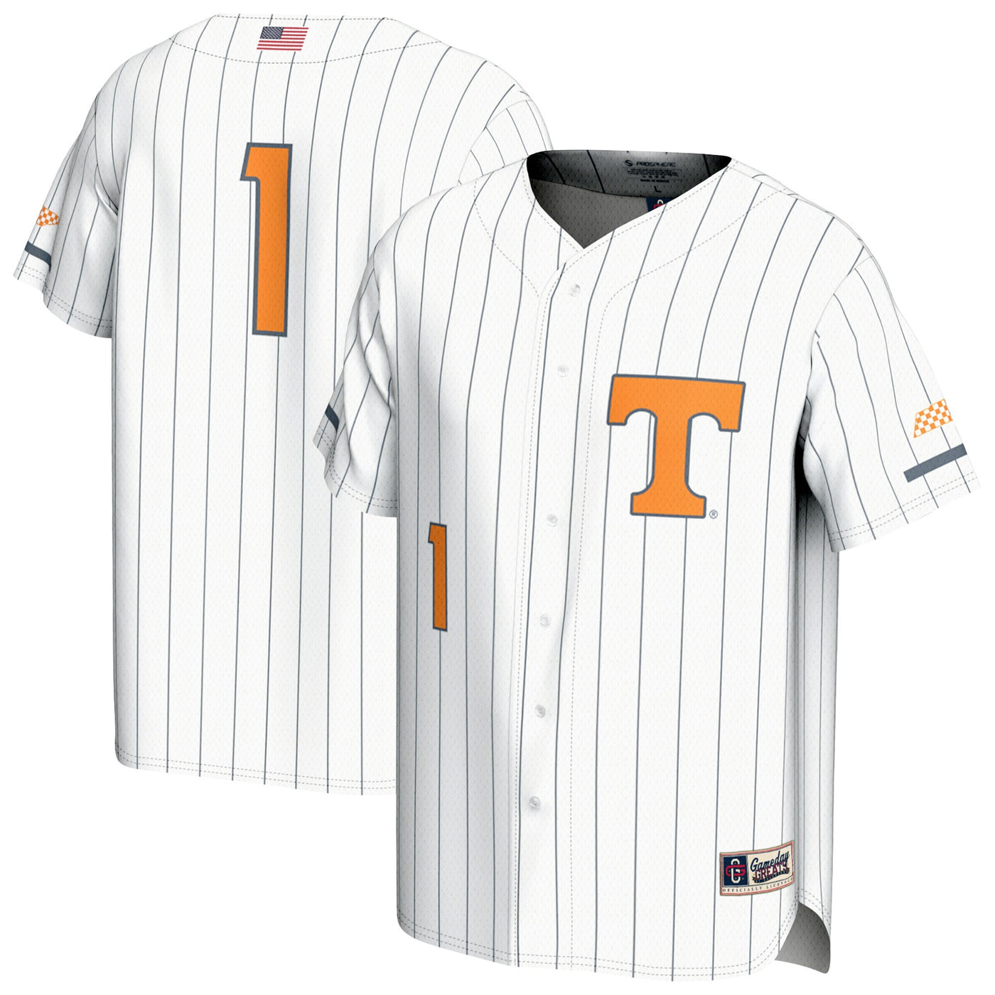 GameDay Greats #1 White Tennessee Volunteers Lightweight Baseball Fashion Jersey