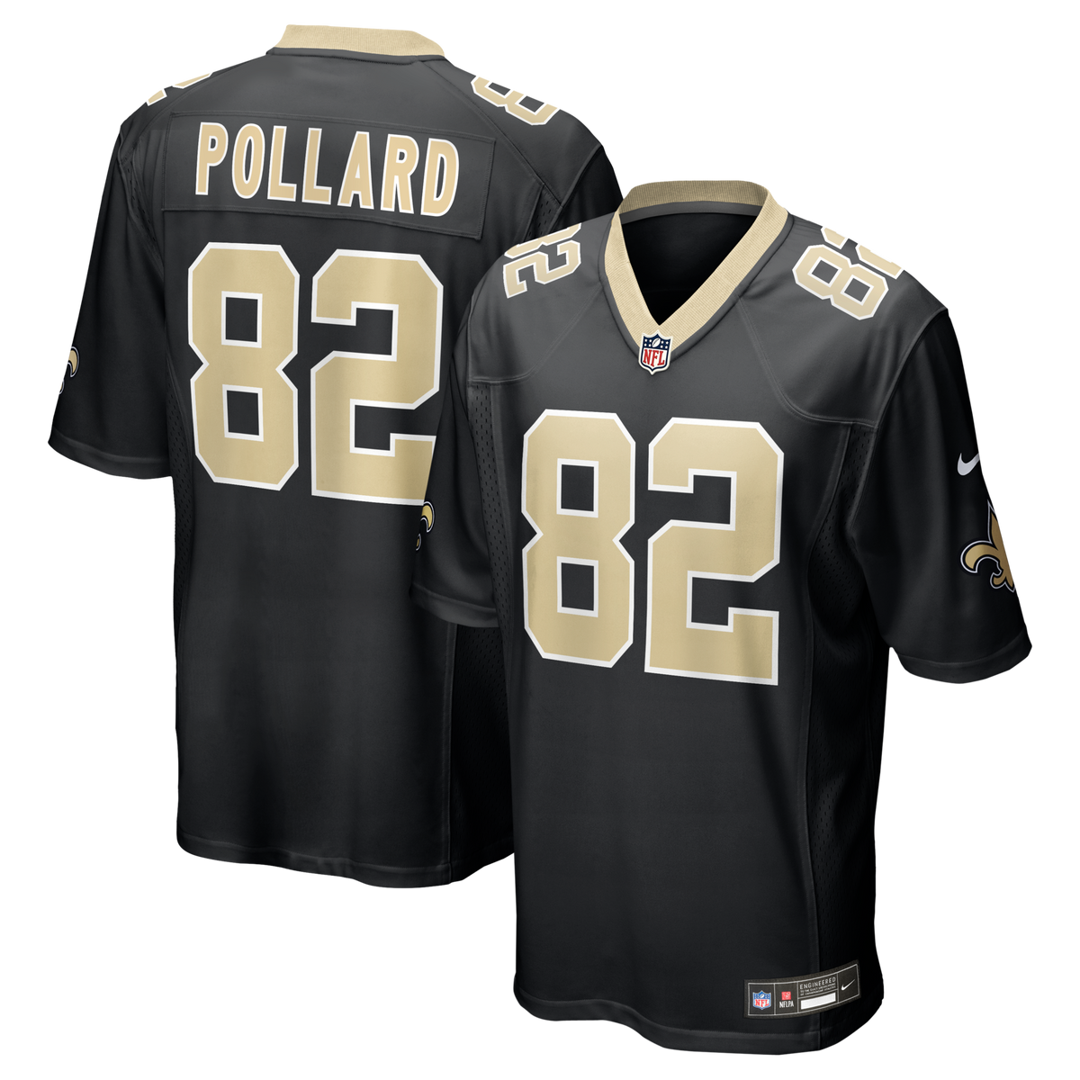 New Orleans Saints Bob Pollard Black Game Retired Player Jersey