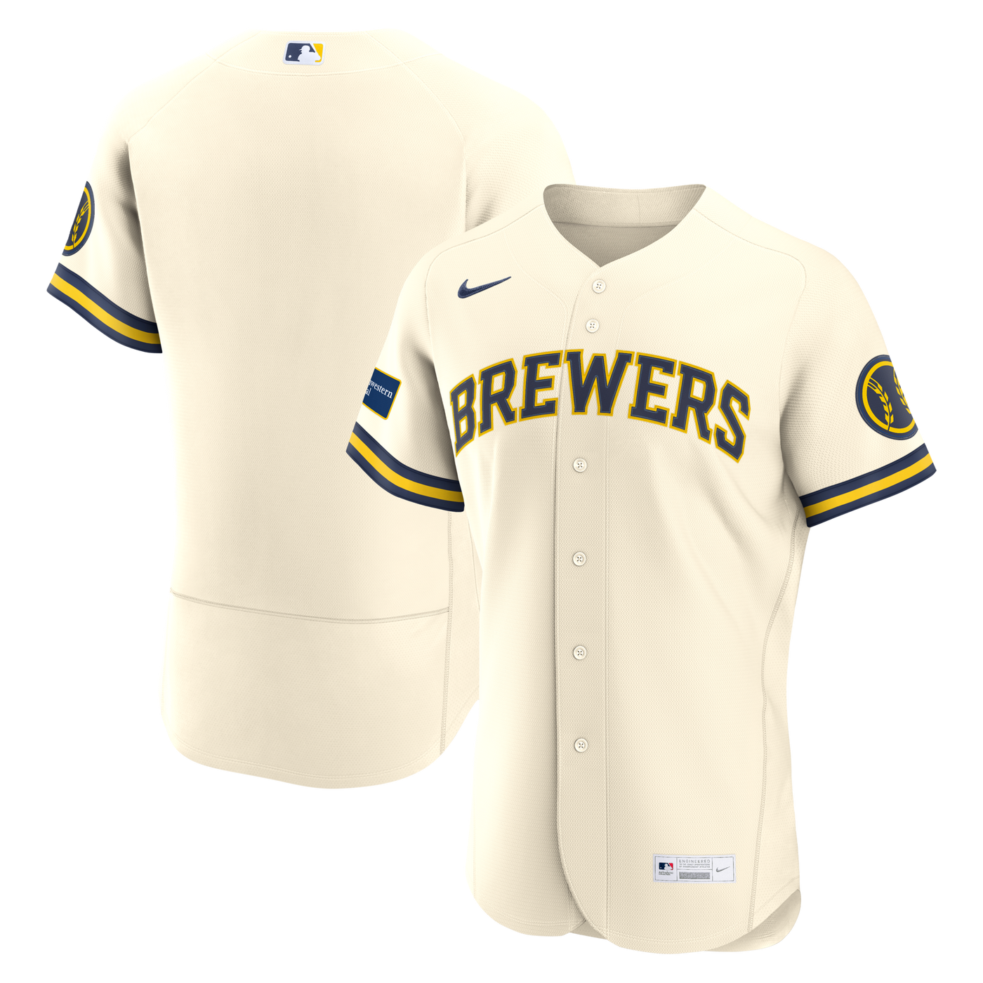 Milwaukee Brewers Nike Cream Home Sponsor Patch Authentic Jersey