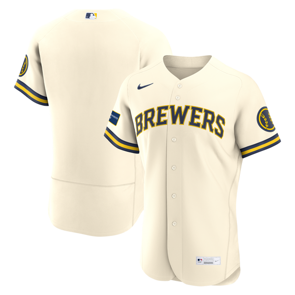 Milwaukee Brewers Nike Cream Home Sponsor Patch Authentic Jersey