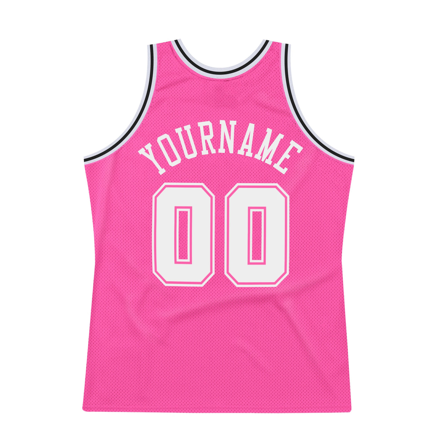 Custom Pink White-Black Authentic Throwback Basketball Jersey