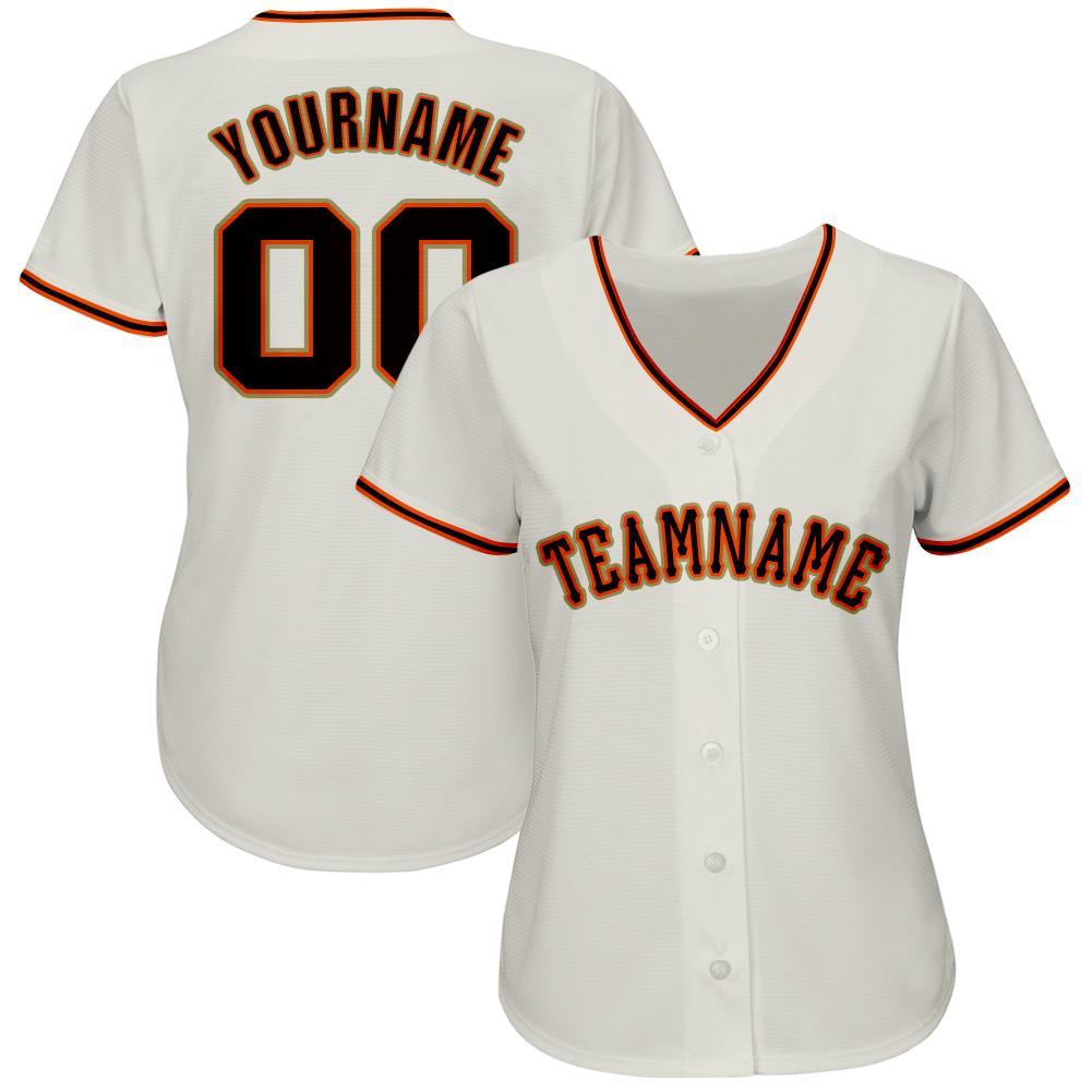 Custom Cream Black Orange-Old Gold Baseball Jersey