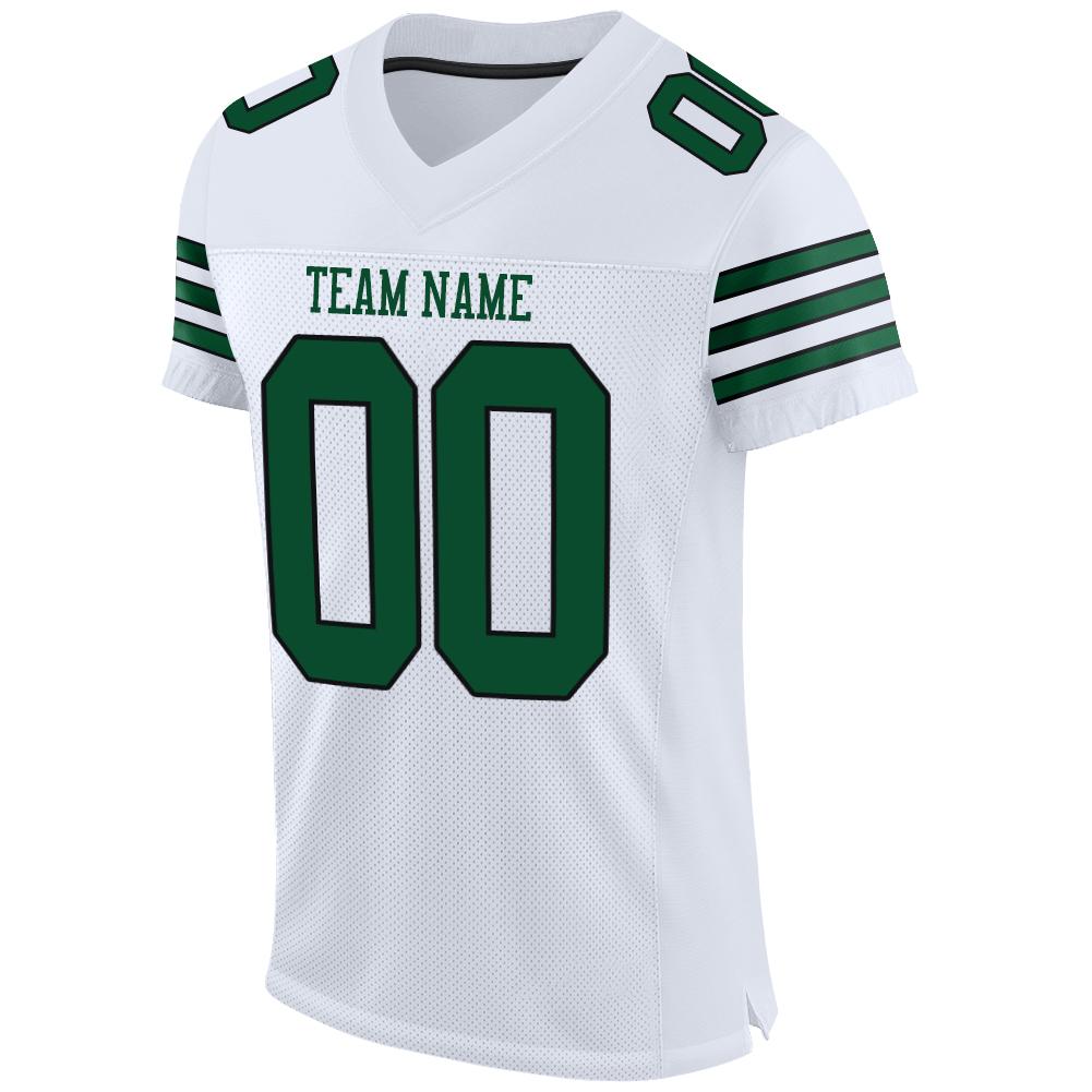 Custom White Grass Green-Black Mesh Authentic Football Jersey